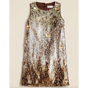 Crewcuts Gold Sequin Floral Sleeveless Party Dress